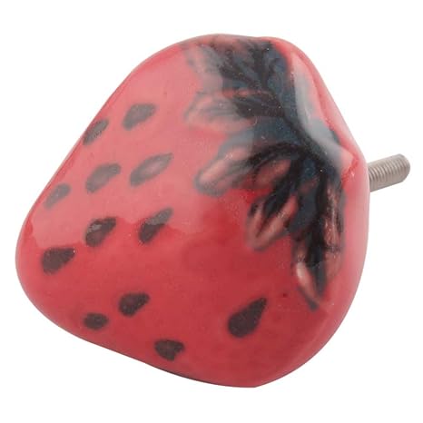 Indian Shelf Handmade Ceramic Strawberry Cupboard Knobs Kid Drawer