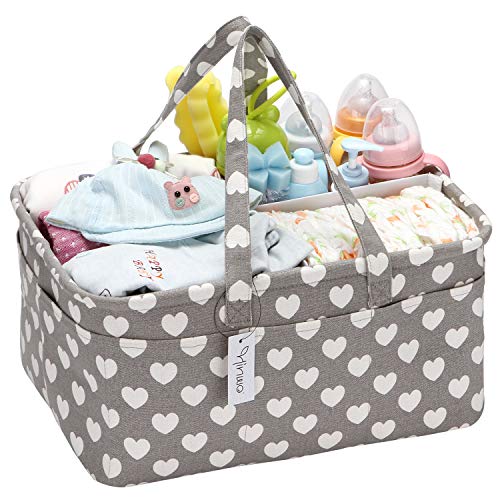Hinwo Baby Diaper Caddy Infant Nursery Tote Storage Bin