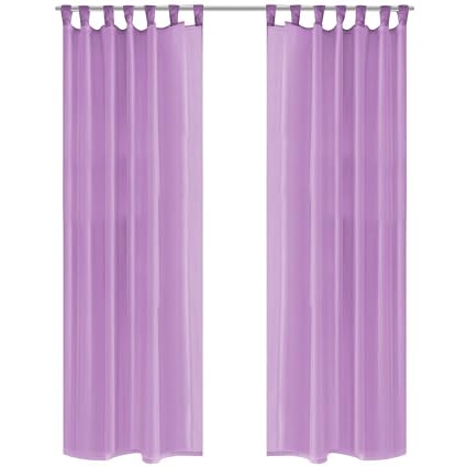 Festnight 2 Pz Tende Sottile In Voile Per Salottosoggiornocamere Da Lettostanze Negli Ufficicmeretta Colore Lillablu Realegiallorosso140 X 175