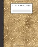Paperback Composition Notebook: Faux Luxury Gold Glam College Ruled Notebook Lined School Journal Book