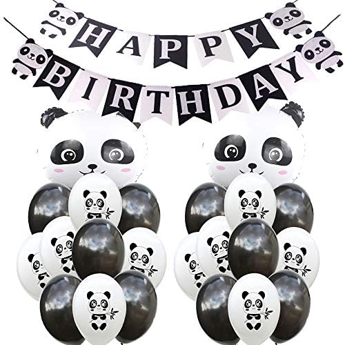 SFSL Panda Birthday Decorations Party Supplies,Panda Birthday Mylar Balloon,Panda Latex Balloon,Panda Happy Birthday Banner Great for Kids Panda Bear Birthday Decorations,Photo Props