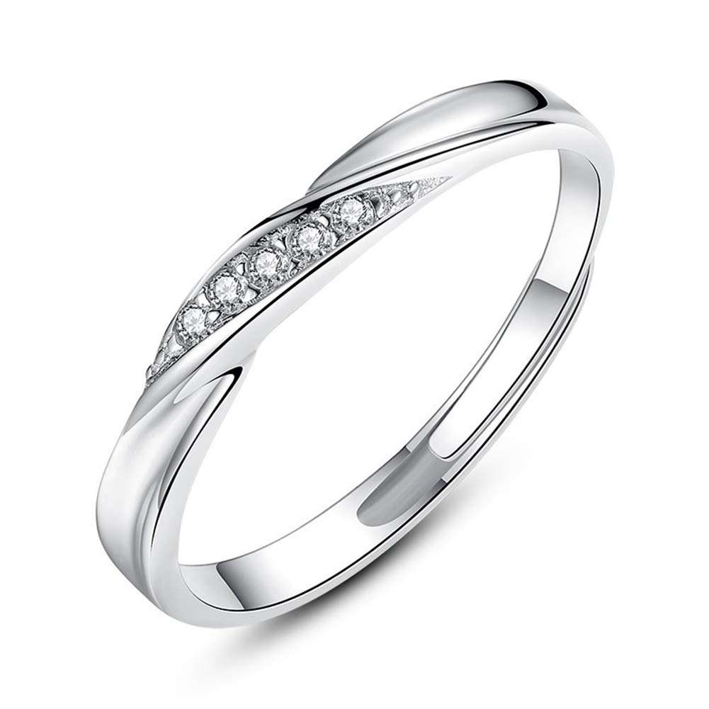 Josfeva Silver Rings for Women Girls, Bride Wedding Engagement Ring for Anniversary, Love Promise 925 Sterling Silver Diamond Ring, Romantic Adjustable Round Silver Rings with Cubic Zirconia — image 1