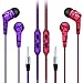 In-ear Earbuds, Costyle 2-Pack Nylon Braided No Tangle Noise Isolating Earphones headphones with Microphone Control Remote Button for iPhone, iPad, Samsung Galaxy Note, HTC, Tablet(Purple+Red)