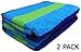 Cotton Craft - 2 Pack Terry Beach Towel 30x60 - Cabana Stripe Navy Green Turquoise - 400 GSM - 100% Pure Ringspun Cotton - Brilliant intense vibrant colors - Highly absorbent easy care machine wash