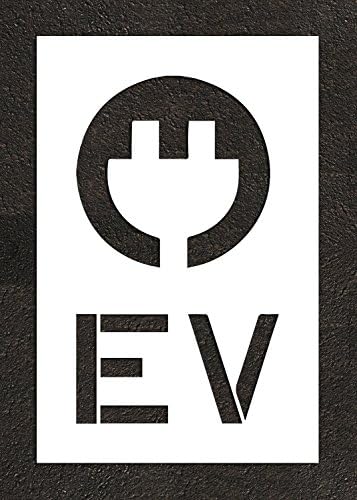 36-inch PLUG with EV words - Paint Stencil Template, 36" symbol x 1/16" thick (63 mil)