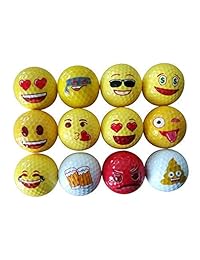 Yamato Premium Emoji pelotas de golf, 12 unidades, doble capa novedad profesional práctica pelotas de golf, regalo novedoso para todos los golfistas