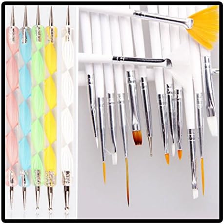 Swity Home 20pcs Nail Art Manicure Pedicure Beauty Painting Polish Brush and Dotting Pen Tool Set, 20pc Kit Set