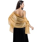 Huralona Women Silky Sheer Shawls and Wraps Shimmer Organza Pashmina Scarf for Evening Dresses Wedding Costume Party