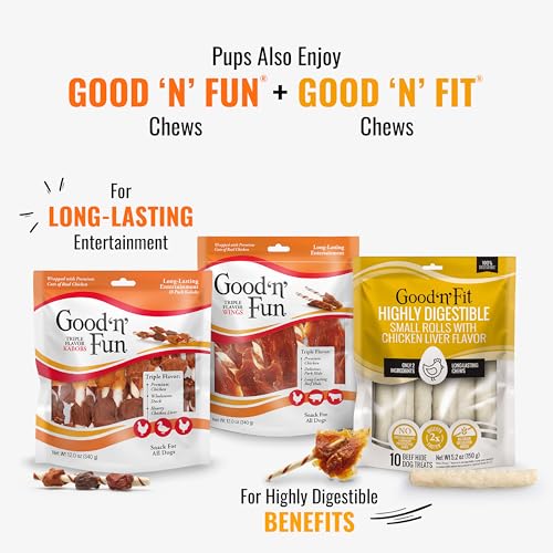 GOOD ‘N’ TASTY TRIPLE FLAVOR STACKS WITH CHEESE, 9 OUNCES, BITE SIZED SNACKS FOR DOGS WITH PREMIUM CHICKEN AND REAL CHEESE