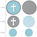 Big Dot of Happiness Little Miracle Boy Blue & Gray Cross - Baby Shower Party Giant Circle Confetti - Baptism Decorations - Large Confetti 27 Count