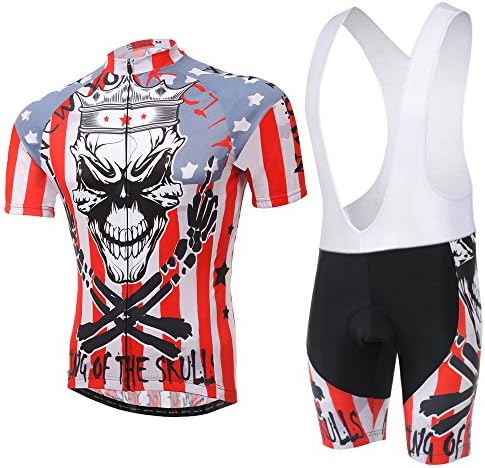 2017 Mens Bicyclist Xintow Cycling Jersey Short Sleeve Clothing Summer Ciclismo Sportwear Shirt 3d Padded Road Bicycle Racing Jacket D805 (Skull king bib set, M)