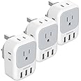 TESSAN US to UK Plug Adapter 3 Pack, Type G Travel Converter with 4 Electrical Outlet 3 USB Charger, Power Adaptor for USA to Ireland Dubai Scotland Hong Kong England British Kenya London Qatar