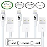 [Apple MFi Certified] [3 Pack - 1M/3'] Lightning to USB Charger and Sync Cable for iPhone, iPad, iPod Touch, iPod Nano - Extremely Durable &!
