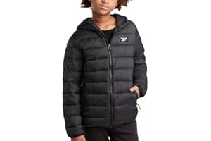 Reebok Boys Winter Coat - Lightweight Insulated Puffer Jacket - Wind & Water Resistant Quilted Hooded Winter Jacket for Boys