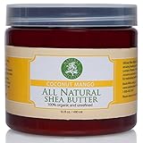 Coconut Mango Organic All Natural Shea Butter - Moisturizer, Anti-Inflammatory and Anti-Aging Properties - 16 oz.