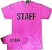Neon Pink Staff T-Shirt Front & Back Print Unisex Event Shirt Tee