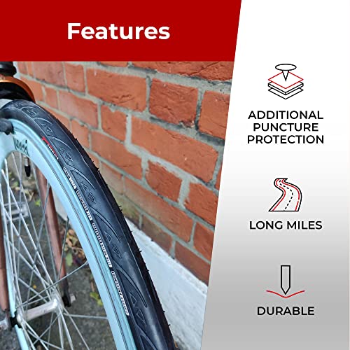 Fincci Road Bike Tyre 700 x 25C 28 Inch with 3mm Nylon LVL3 Puncture Protection 60 TPI Slick Heavy Duty 25-622 Gravel Bike E-Bike Tourenbike Hybrid Bike