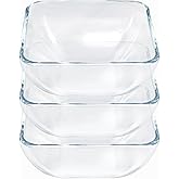 VIPHIEC Small 5 Inch Square Tempered Glass Salad Bowls Set, 15 oz Serving Bowls, Set of 3