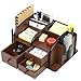 MyGift Wood 5-Compartment Office Supplies Organizer with 3 Drawers, Desktop Mail Holder, Brown