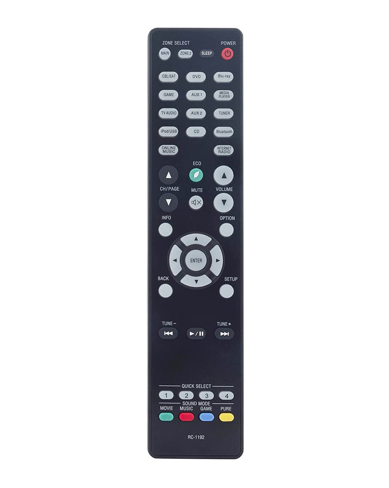 AULCMEET RC-1192 Replacement Remote Control Compatible with Denon UHD AV Surround Receiver AVR-S920W AVRX1300W AVR-S910W AVRS920W AVR-X2200W AVRX2300W AVR-X2300W sub RC-1239