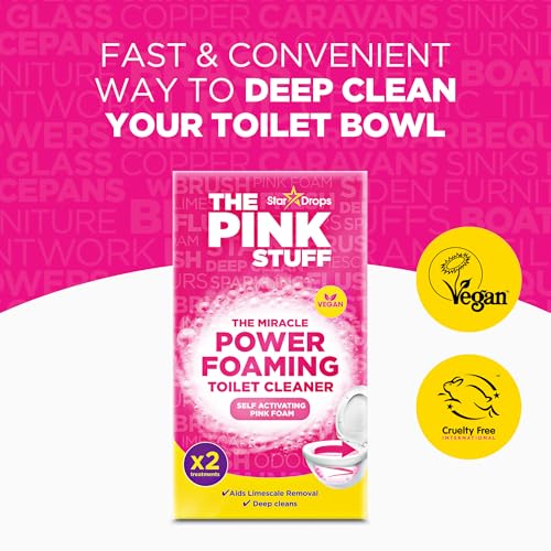 STARDROPS – THE PINK STUFF – THE MIRACLE POWER FOAMING TOILET CLEANER – 2 TREATMENTS – SELF ACTIVATING PINK FOAM PACK OF 1 (7 OUNCE)