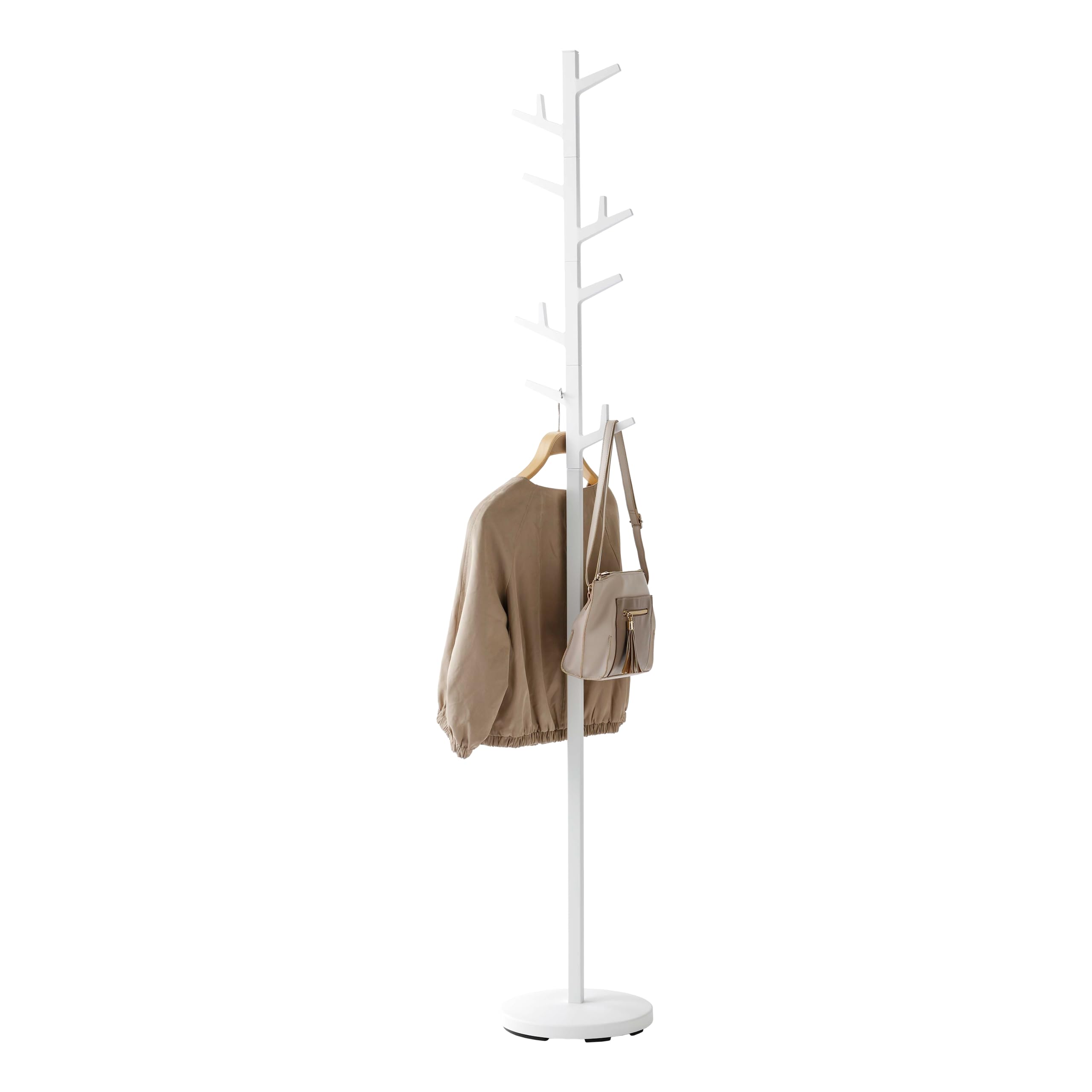山崎実業(Yamazaki) ポールハンガー ブランチ ホワイト 約W28×D28×H176cm ハンガーラック コートハンガー 7066