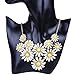 White Daisy Flower Cluster Bib Pendant Golden Chain Choker V Collar Necklace