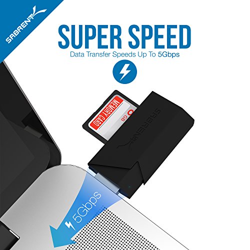 Sabrent SuperSpeed 2-Slot USB 3.0 Flash Memory Card Reader for Windows, Mac, Linux, and Certain Android Systems - Supports SD , SDHC , SDXC , MMC / MicroSD , T-Flash [Black] (CR-UMSS)
