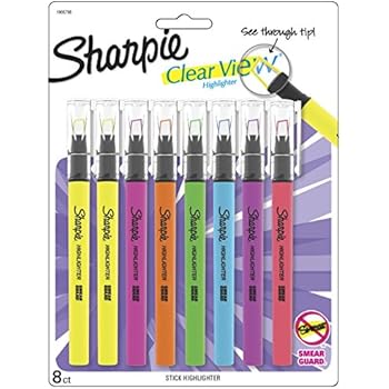 Sharpie Clear View Highlighter Stick, Assorted, 8 Pack (1966798)