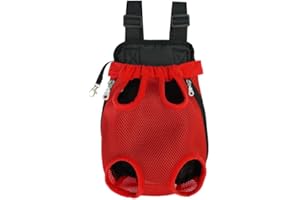 FXGJDENG Pet Carrier Backpack - Adjustable Pet Front Cat Dog Carrier Backpack Travel Bag,Legs Out,Easy-Fit for Traveling Hiking Camping for Small Medium Dogs (Red, Medium)