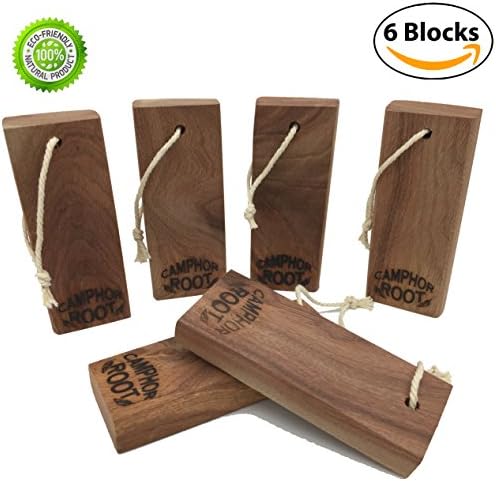 Clothes Drawer Organizers Essentials, Root of Camphor Tree Clothes Protector and Moth Repellent Storage Accessories , All-Naturl Fragrance Odour Camphor Root 6 Blocks