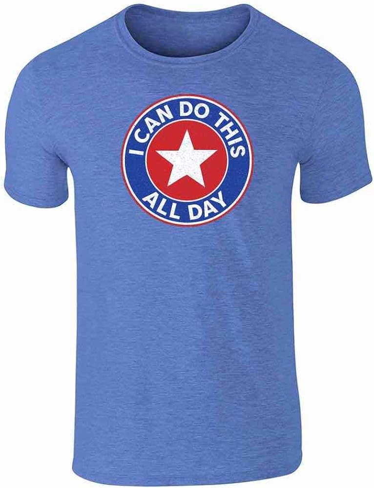 white and royal blue graphic tee