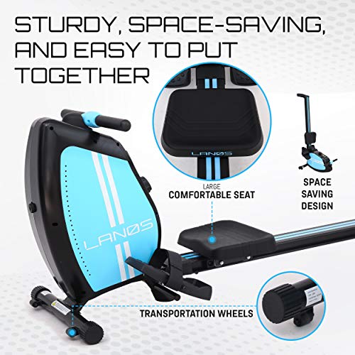 Lanos Rowing Machine 8Level Adjustable Resistance LCD