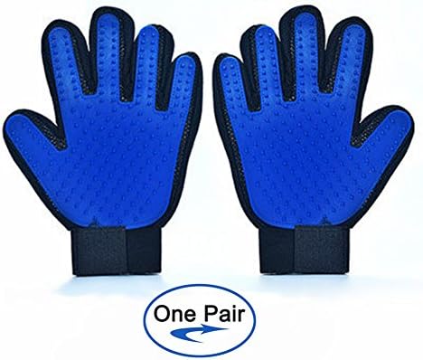 Pet Grooming Glove - Gentle Deshedding Brush Glove - Efficient Pet Hair Remover Mitt - Massage Tool with Enhanced Five Finger Design - Perfect for Dogs &amp; Cats with Long &amp; Short Fur By Atlantic