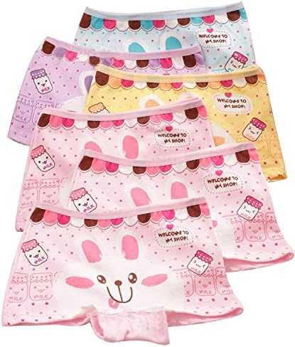 Yanzi6 Baby Little Girls' 6 Pack Cartoon Rabbit Briefs Underwear Panties Set(2-10T) (Medium(4T-6T))