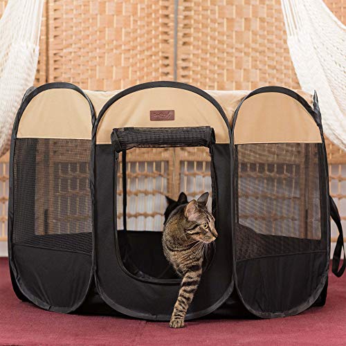 Easyology Pet Playpen for Indoor Cats and Small Dogs - 23” Tall x 30” Wide - Claw-Proof Mesh, Thick Zippered Foldable Pet Playpen - Travel Cat Kennel/Cat Crate with 10 Second Setup - Animal Playpen - Thumbnail 3