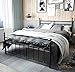 TEMMER Reinforced Metal Bed Frame Queen Size with Headboard and Stable Metal Slats Boxspring Replacement/Footboard Single Platform Mattress Base, Black (Queen, Black).