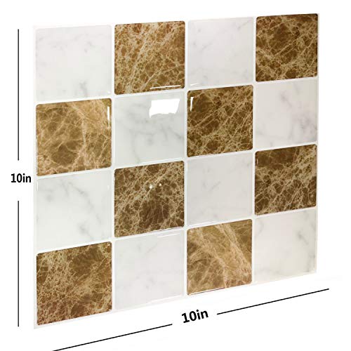 Premium Peel and Stick Tile Backsplash,Stick On Backsplash Wall Tiles for Kitchen & Bathroom-Self Adhesive-10.62" x 10" (6 Sheets)