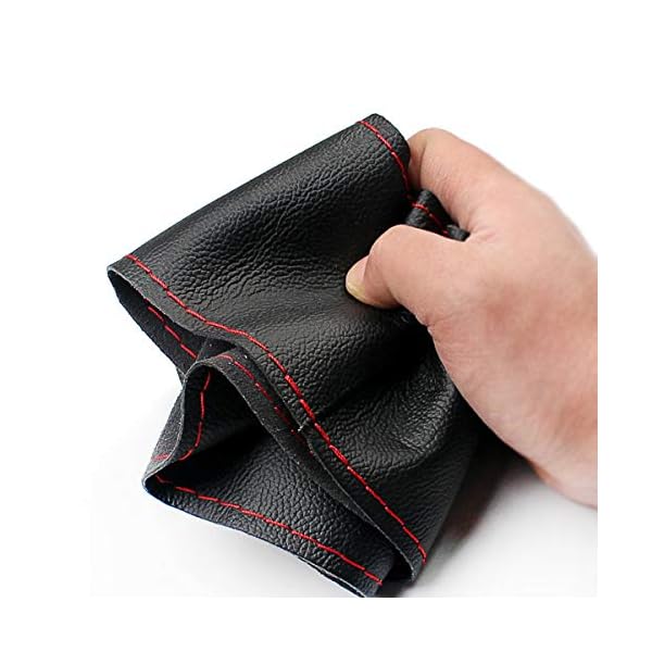 Jinjin Car Steering Wheel Cover Thin and Soft 15 inch Universal red and Leather Black for Women Set and Men for Stitch on Wrap Stitching Style for HRV CRV Honda Civic