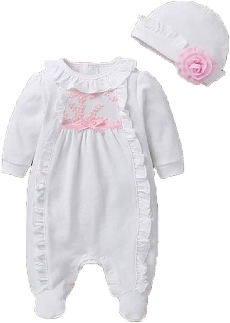 Infant Baby Girls Footed Pajamas Onesies Sleeper and Play Ruffled