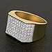 LuReen Gold/Silver Twotone Square CZ Bling Bling Iced Out Hip Hop Rings for Men