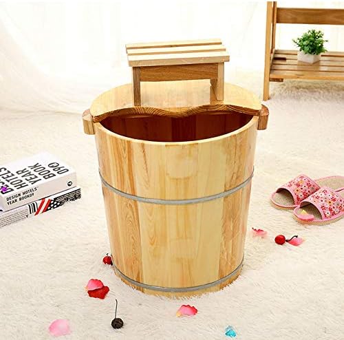 DUAN Foot Bath Barrel Solid Wood Natural Thicken Foot Spa Wooden Tub Household Insulation Steamed (364030cm),Woodenbarrel+lid+Stool