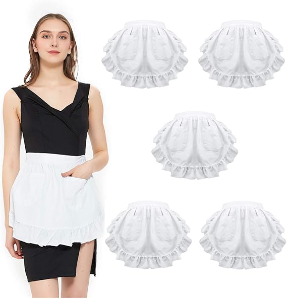 TOPTIE 6 PCS Cotton Waist Aprons for Women with Pockets for Maid