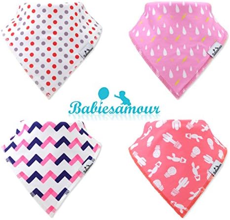 BabiesAmour Baby Bandana Bib for Drooling, Extra Soft and Quickly Dry, Gift Set of Girls