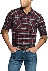 CQR Men's 100% Cotton Plaid Flannel Shirt, Long