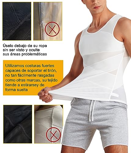 SUNACGO - Camiseta Interior Deportiva para Hombre Body Faja Moldeador de Compresión Camisa de Reductora para el Cuerpo Control de Abdomen