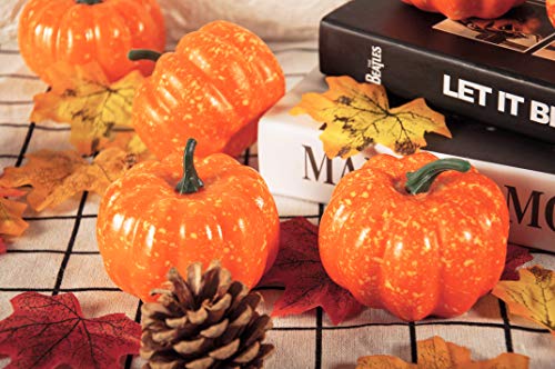 Toopify Artificial Pumpkins, 20PCS 3.15" Fake Pumpkins with 30PCS Lifelike Maple Leaves, Lifelike Simulation Pumpkins for Decorating Halloween Thanksgiving Wedding Centerpieces