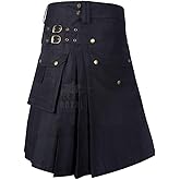 Royal Coalition Men 's Black Cotton Utility Kilt