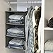 StorageWorks 2PCS 3-Shelf Hanging Closet Organizers, Space-Saving Storage Closet Hanging Shelves, Collapsible Storage Shelves for Clothes and Shoes, Polyester Fabric, Greenish Gray, 12