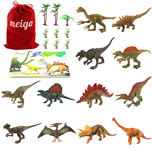 MEIGO Dinosaur Toys - Toddlers 7’’ Educational Realistic Dinosaur Figures w/ 31.5’’x31.5’’ Activity Play Mat | Dino Book & Map | Preschool Learning Gift for Kids 3 4 5 6 Year Old Boys Girls (12pcs) - Thumbnail 7